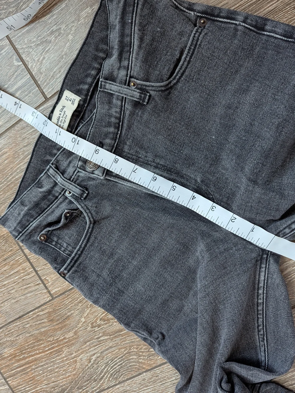 Abercrombie & Fitch 90s Slim Straight Jean Ultra High Rise Black Wash 27 4P - Picture 9 of 11
